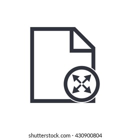 Vector illustration of file expand sign icon on white background.