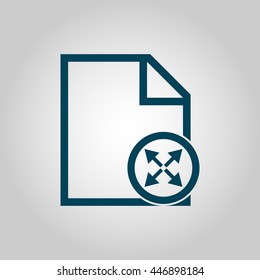Vector illustration of file expand sign icon on grey background.