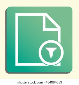 Vector illustration of file filter sign icon on green light background.