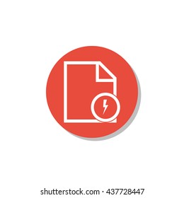 Vector illustration of file flash sign icon on red circle background.