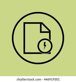 Vector illustration of file flash sign icon on green circle background.