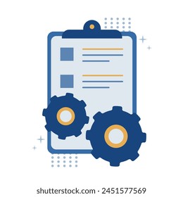 Vector illustration a file folder with mechanical gears. Illustration can be used to topics related to technology, industry and business.