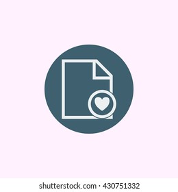 Vector illustration of file heart sign icon on blue circle background.