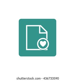 Vector illustration of file heart sign icon on green background.