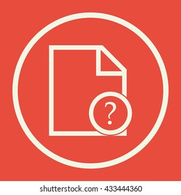 Vector illustration of file help sign icon on red background.