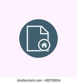 Vector illustration of file home sign icon on blue circle background.