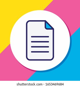 Vector illustration of file icon colored line. Beautiful stationery element also can be used as document icon element.