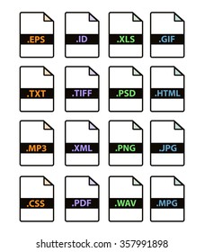 Vector illustration of file icons isolated on background