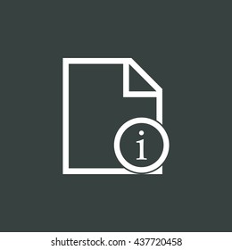 Vector illustration of file info sign icon on dark background.