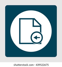 Vector illustration of file left sign icon on blue background.