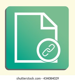 Vector illustration of file link sign icon on green light background.