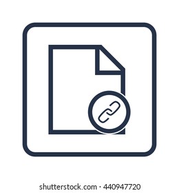 Vector illustration of file link sign icon on blue round background.