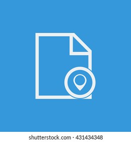 Vector illustration of file location sign icon on blue background.