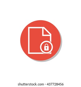 Vector illustration of file lock sign icon on red circle background.