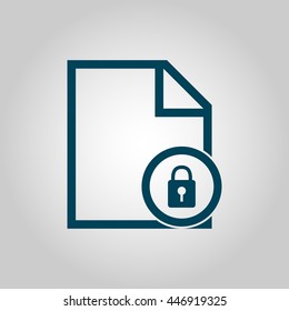 Vector illustration of file lock sign icon on grey background.