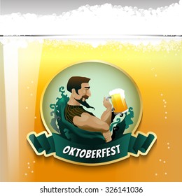 Vector illustration file. A man and beer glass with legend tracery design