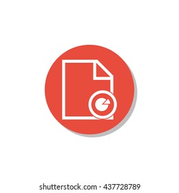 Vector illustration of file pie sign icon on red circle background.