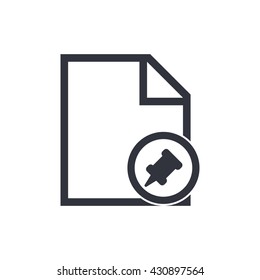 Vector illustration of file pin sign icon on white background.
