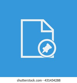 Vector illustration of file pin sign icon on blue background.