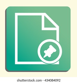 Vector illustration of file pin sign icon on green light background.