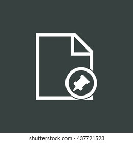 Vector illustration of file pin sign icon on dark background.