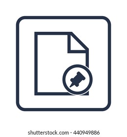 Vector illustration of file pin sign icon on blue round background.