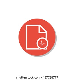 Vector illustration of file pulse sign icon on red circle background.