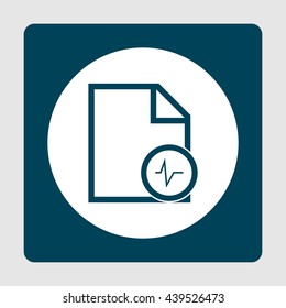 Vector illustration of file pulse sign icon on blue background.
