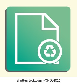 Vector illustration of file recycle sign icon on green light background.
