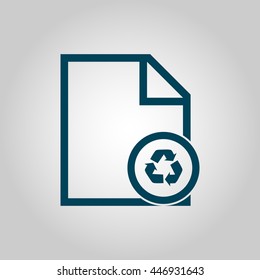Vector illustration of file recycle sign icon on grey background.