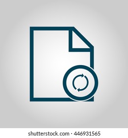 Vector illustration of file refresh sign icon on grey background.