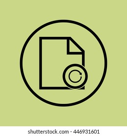 Vector illustration of file reload sign icon on green circle background.