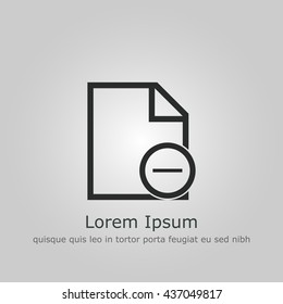 Vector illustration of file remove sign icon on grey background.