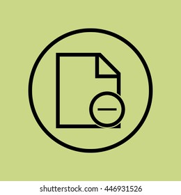 Vector illustration of file remove sign icon on green circle background.