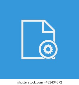 Vector illustration of file settings sign icon on blue background.