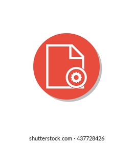 Vector illustration of file settings sign icon on red circle background.
