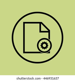 Vector illustration of file settings sign icon on green circle background.