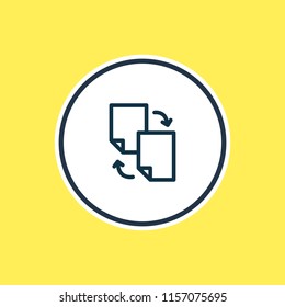 Vector illustration of file sharing icon line. Beautiful advertising element also can be used as document exchange icon element.