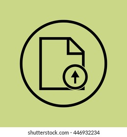 Vector illustration of file up sign icon on green circle background.