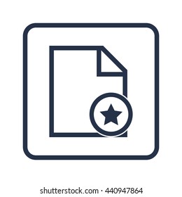 Vector illustration of file star sign icon on blue round background.