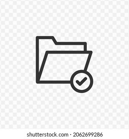 Vector illustration of file verification icon in dark color and transparent background(png).