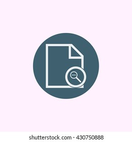 Vector illustration of file zoom out sign icon on blue circle background.