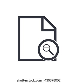 Vector illustration of file zoom out sign icon on white background.