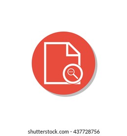 Vector illustration of file zoom out sign icon on red circle background.