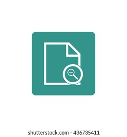 Vector illustration of file zoom in sign icon on green background.