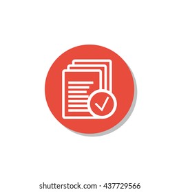 Vector illustration of files accept sign icon on red circle background.