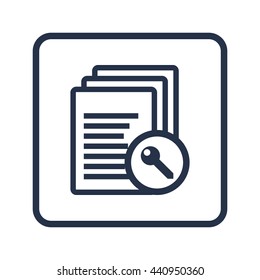 Vector illustration of files access sign icon on blue round background.
