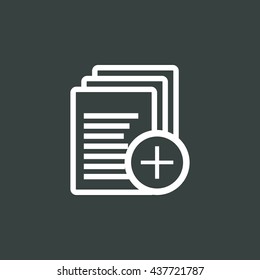 Vector illustration of files add sign icon on dark background.