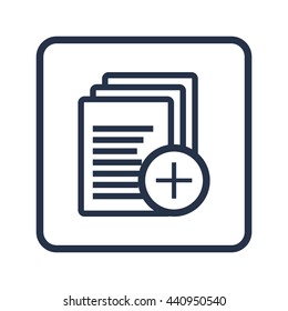 Vector illustration of files add sign icon on blue round background.