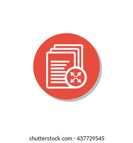 Vector illustration of files arrows diagonal sign icon on red circle background.